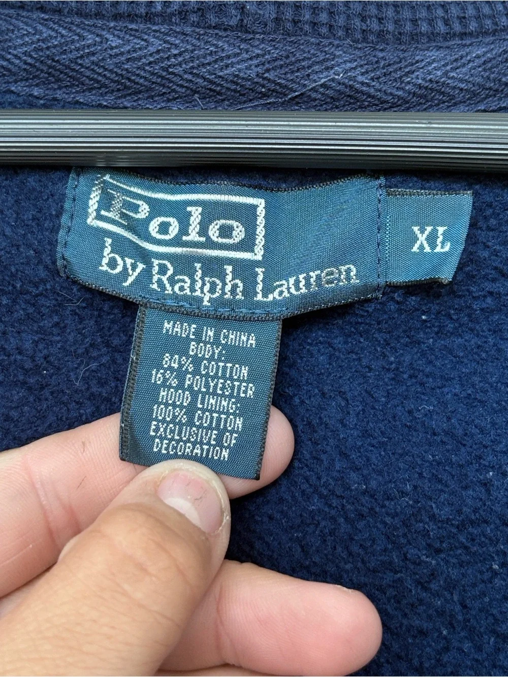 POLO RALPH LAUREN BLUE HEAVYWEIGHT FULL ZIP HOODIE MENS XL